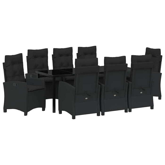 Set de masă pentru grădină cu pernă 9 pcs Negru poliratan - WALTI WALTI