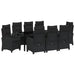 Set de masă pentru grădină cu pernă 9 pcs Negru poliratan - WALTI WALTI