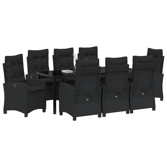 Set de masă pentru grădină cu pernă 9 pcs Negru poliratan - WALTI WALTI