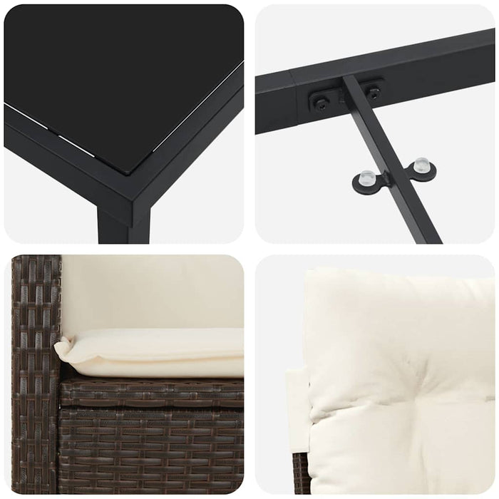 Set de masă pentru grădină cu pernă 9 pcs Maro poliratan - WALTI WALTI