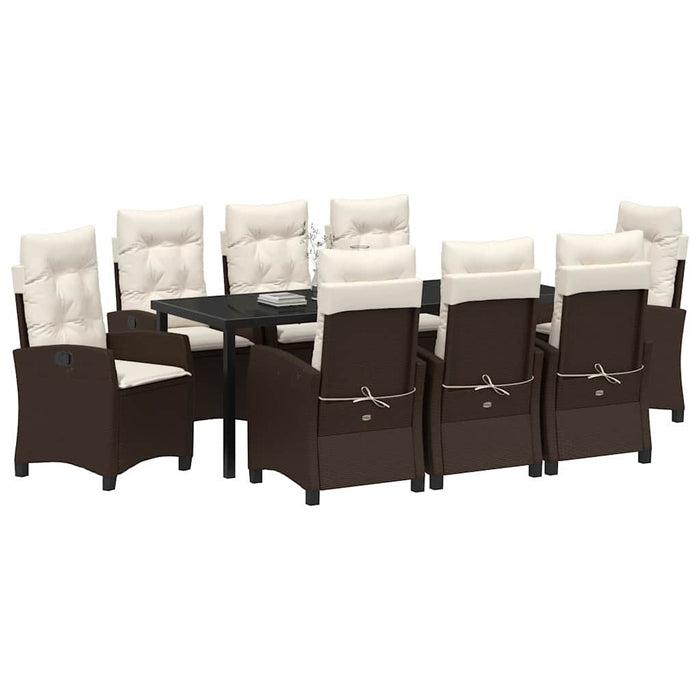 Set de masă pentru grădină cu pernă 9 pcs Maro poliratan - WALTI WALTI
