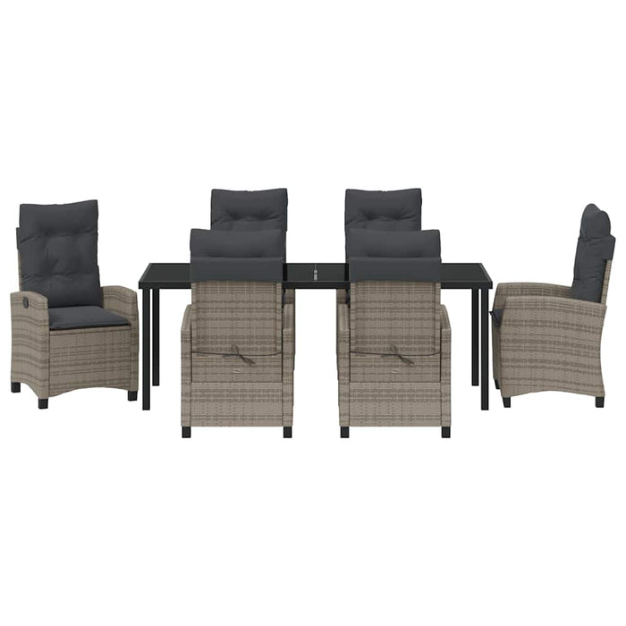 Set de masă pentru grădină cu pernă 7 pcs Gri poliratan - WALTI WALTI