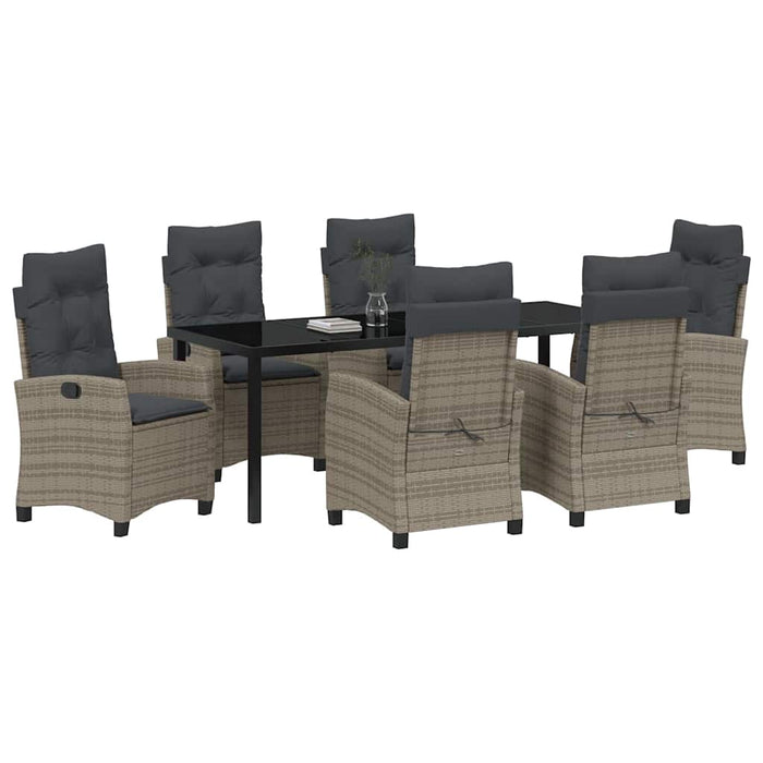 Set de masă pentru grădină cu pernă 7 pcs Gri poliratan - WALTI WALTI