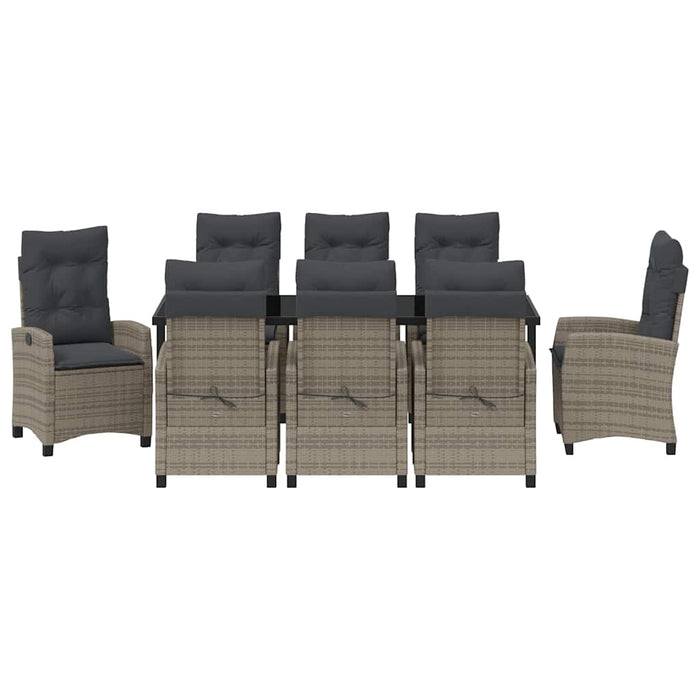 Set de masă pentru grădină cu pernă 9 pcs Gri poliratan - WALTI WALTI