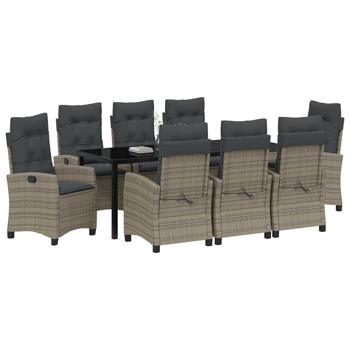 Set de masă pentru grădină cu pernă 9 pcs Gri poliratan - WALTI WALTI