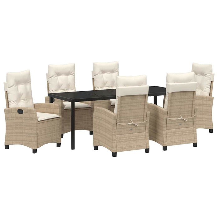 Set de masă pentru grădină cu pernă 7 pcs Bej poliratan - WALTI WALTI