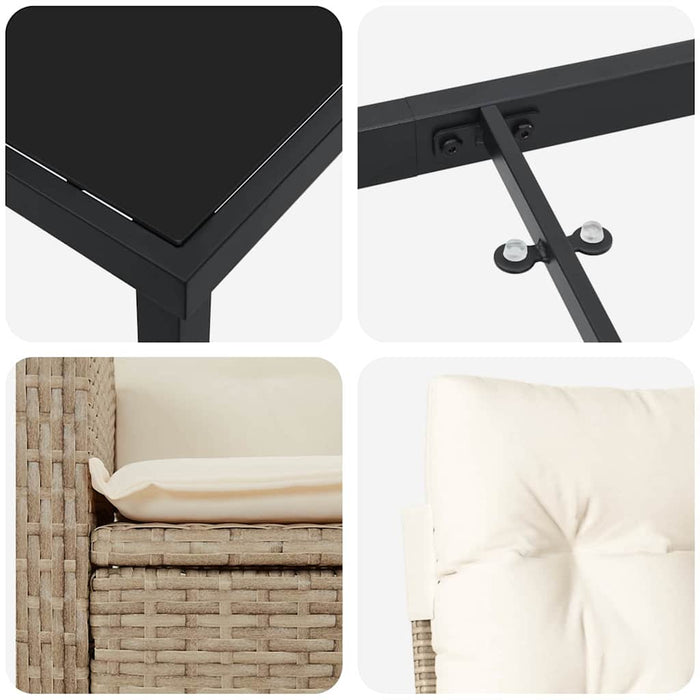 Set de masă pentru grădină cu pernă 9 pcs Bej poliratan - WALTI WALTI