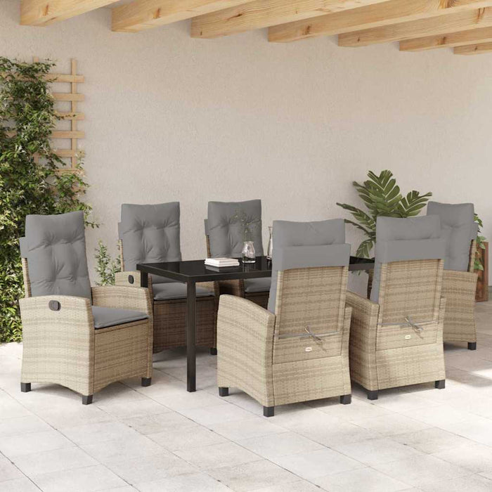Set de masă pentru grădină cu pernă 7 pcs Bej poliratan - WALTI WALTI