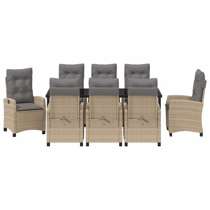 Set de masă pentru grădină cu pernă 9 pcs Bej poliratan - WALTI WALTI
