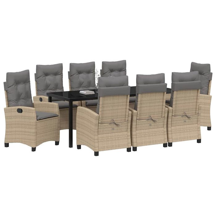 Set de masă pentru grădină cu pernă 9 pcs Bej poliratan - WALTI WALTI