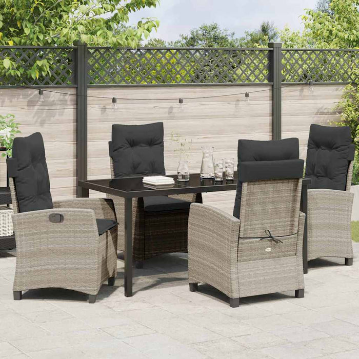 Set de masă pentru grădină cu pernă 5 pcs Gri deschis poliratan - WALTI WALTI