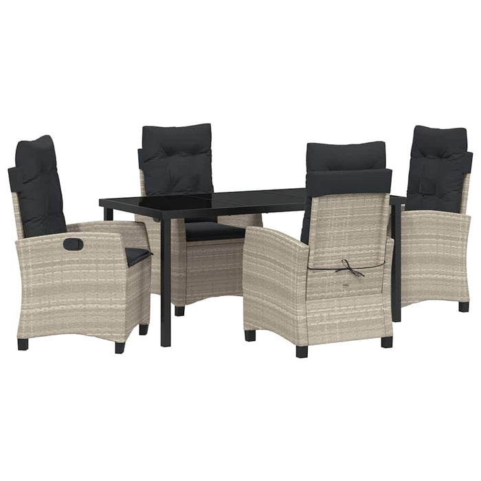 Set de masă pentru grădină cu pernă 5 pcs Gri deschis poliratan - WALTI WALTI