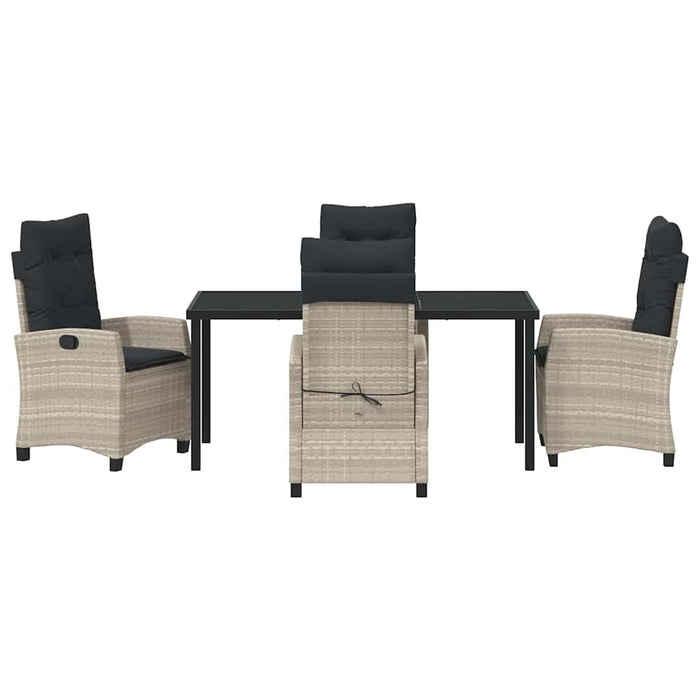 Set de masă pentru grădină cu pernă 5 pcs Gri deschis poliratan - WALTI WALTI