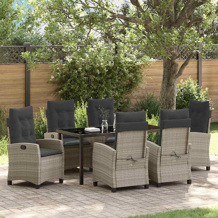 Set de masă pentru grădină cu pernă 7 pcs Gri deschis poliratan - WALTI WALTI