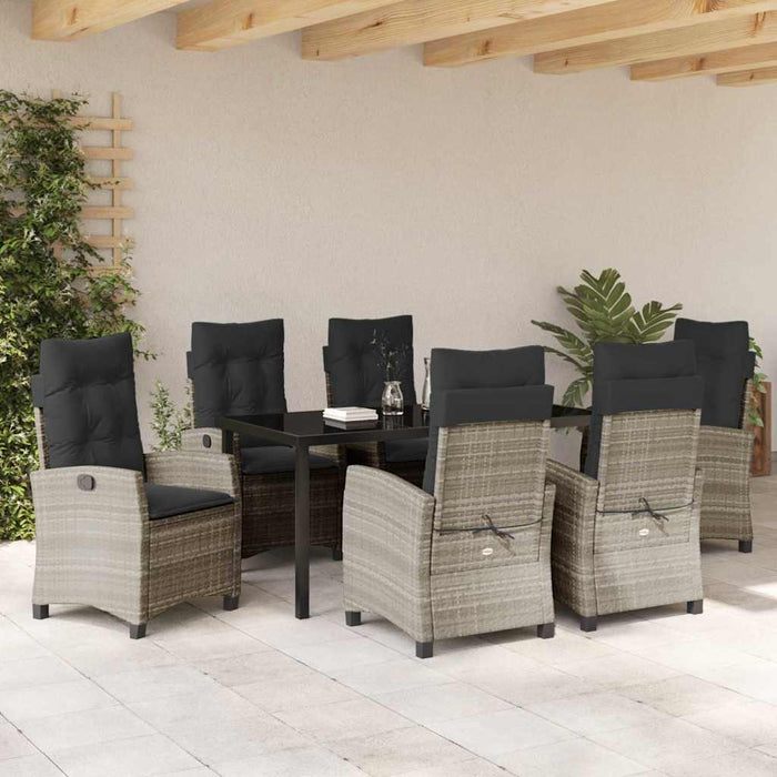 Set de masă pentru grădină cu pernă 7 pcs Gri deschis poliratan - WALTI WALTI