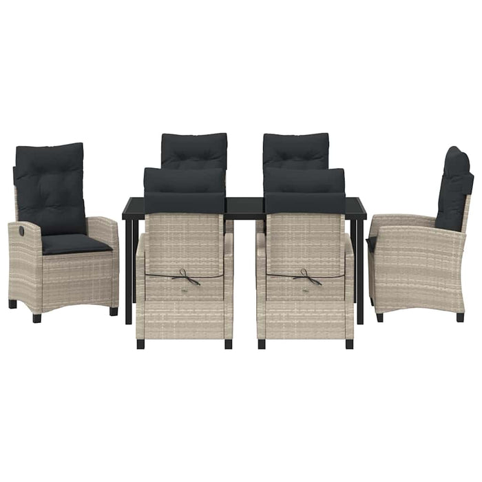Set de masă pentru grădină cu pernă 7 pcs Gri deschis poliratan - WALTI WALTI