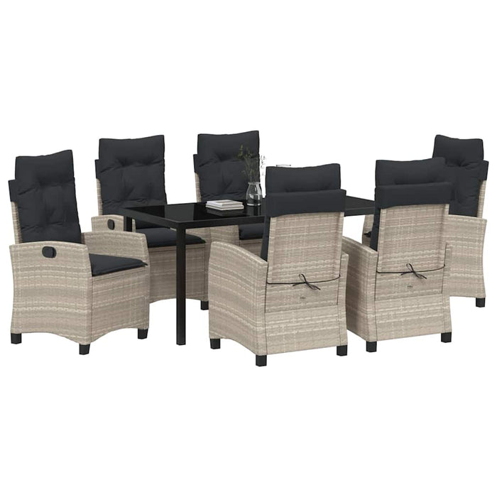 Set de masă pentru grădină cu pernă 7 pcs Gri deschis poliratan - WALTI WALTI