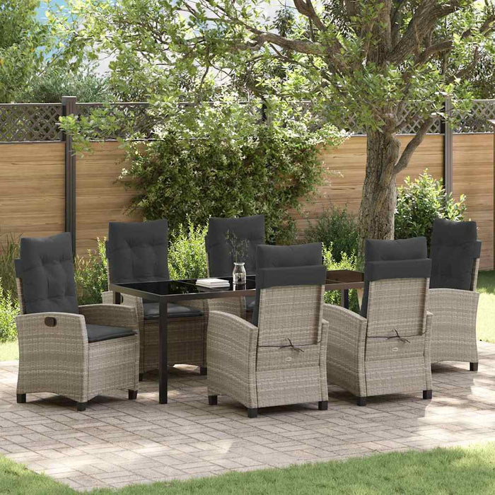 Set de masă pentru grădină cu pernă 7 pcs Gri deschis poliratan - WALTI WALTI