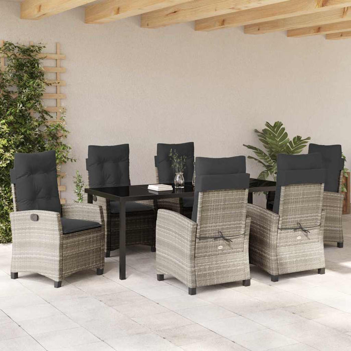 Set de masă pentru grădină cu pernă 7 pcs Gri deschis poliratan - WALTI WALTI