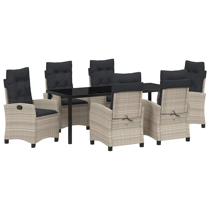 Set de masă pentru grădină cu pernă 7 pcs Gri deschis poliratan - WALTI WALTI