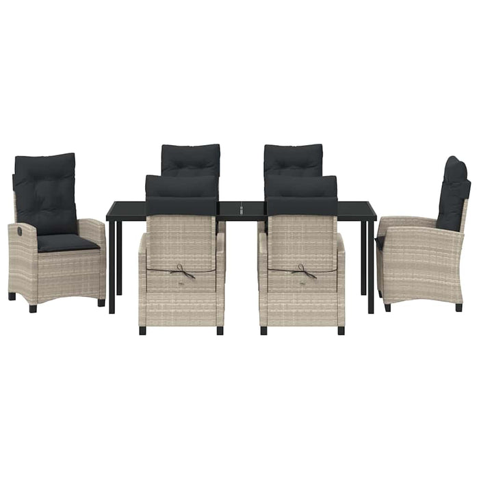 Set de masă pentru grădină cu pernă 7 pcs Gri deschis poliratan - WALTI WALTI