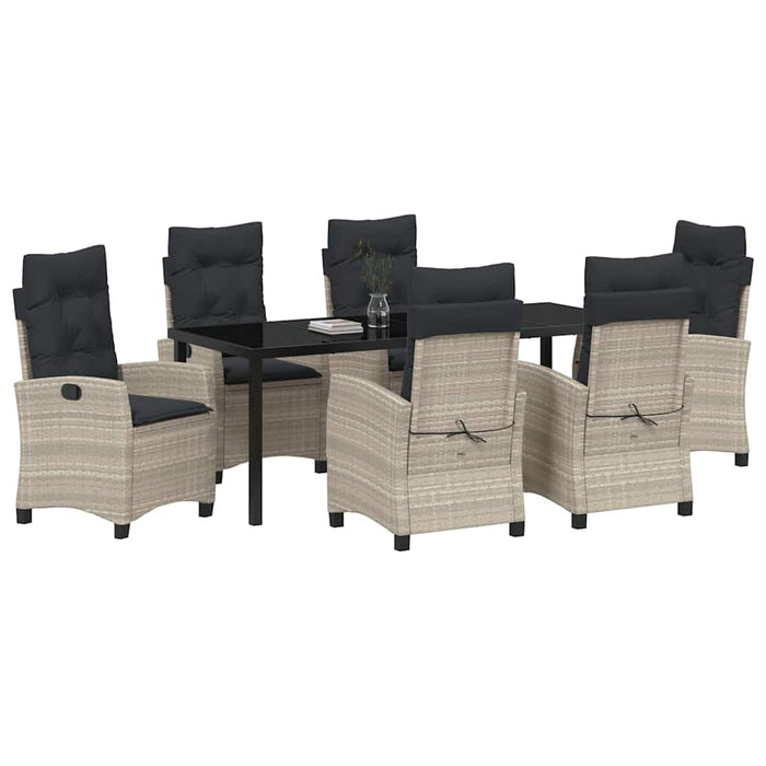 Set de masă pentru grădină cu pernă 7 pcs Gri deschis poliratan - WALTI WALTI