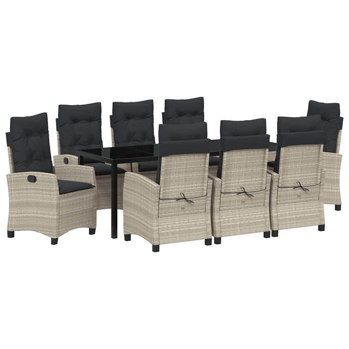 Set de masă pentru grădină cu pernă 9 pcs Gri deschis poliratan - WALTI WALTI