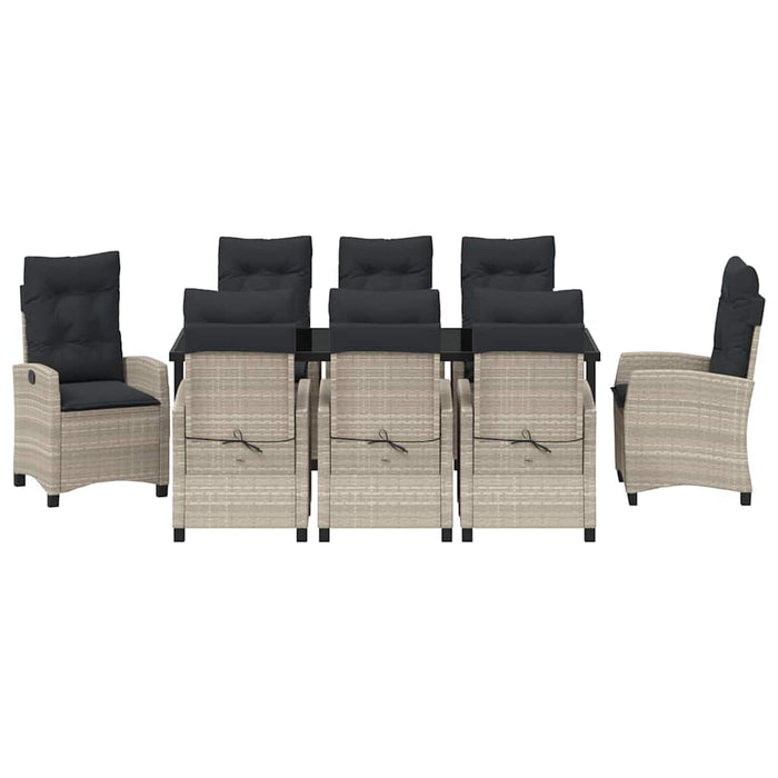 Set de masă pentru grădină cu pernă 9 pcs Gri deschis poliratan - WALTI WALTI