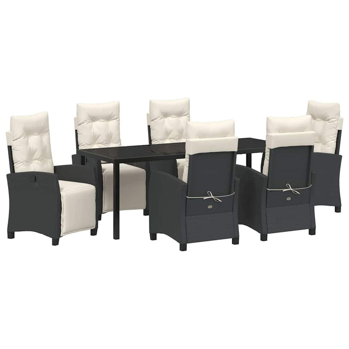Set de masă pentru grădină cu pernă 7 pcs Negru poliratan - WALTI WALTI