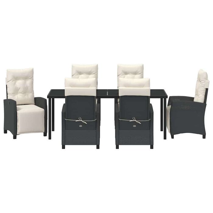 Set de masă pentru grădină cu pernă 7 pcs Negru poliratan - WALTI WALTI