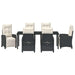 Set de masă pentru grădină cu pernă 7 pcs Negru poliratan - WALTI WALTI