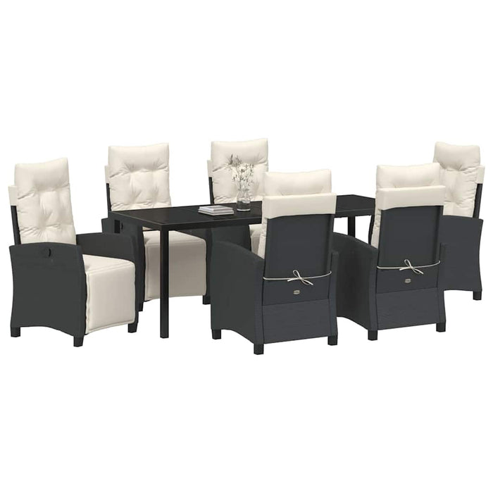 Set de masă pentru grădină cu pernă 7 pcs Negru poliratan - WALTI WALTI