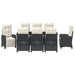 Set de masă pentru grădină cu pernă 9 pcs Negru poliratan - WALTI WALTI