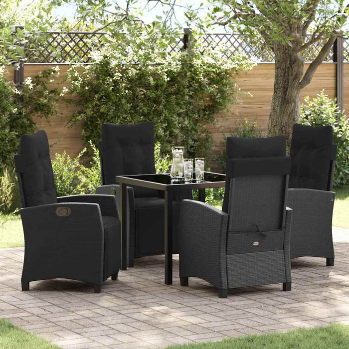 Set de dining pentru grădină , 5 piese, negru, din poly rattan. - WALTI WALTI