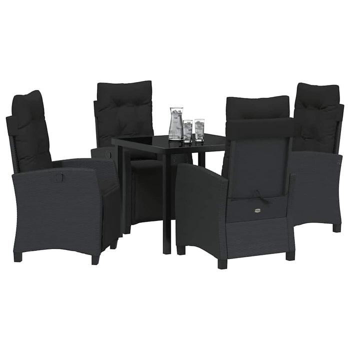Set de dining pentru grădină , 5 piese, negru, din poly rattan. - WALTI WALTI