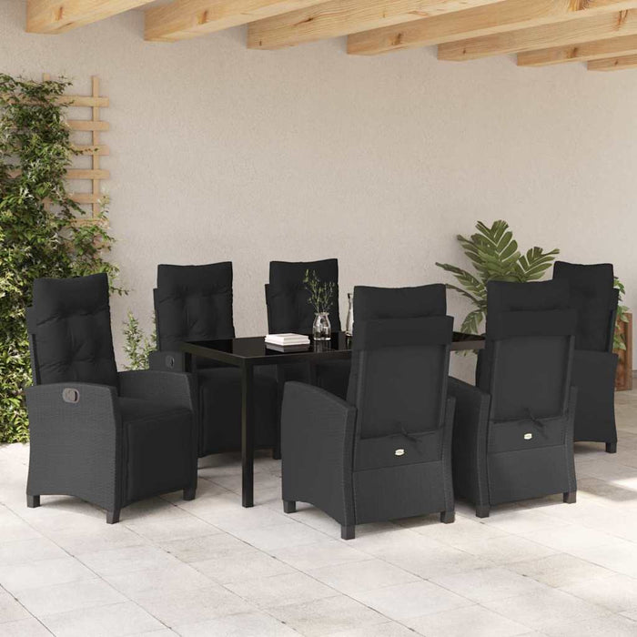 Set de masă pentru grădină cu pernă 7 pcs Negru poliratan - WALTI WALTI