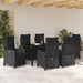 Set de masă pentru grădină cu pernă 7 pcs Negru poliratan - WALTI WALTI