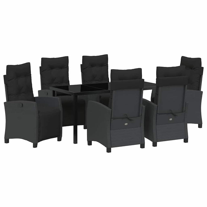 Set de masă pentru grădină cu pernă 7 pcs Negru poliratan - WALTI WALTI