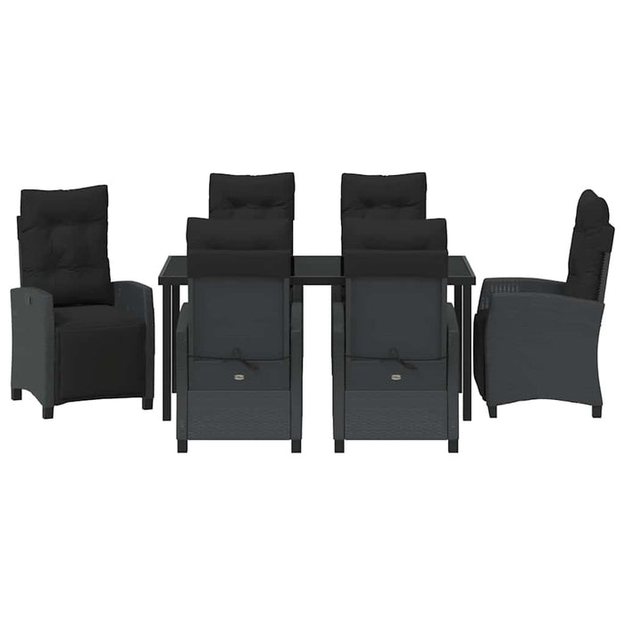 Set de masă pentru grădină cu pernă 7 pcs Negru poliratan - WALTI WALTI