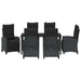 Set de masă pentru grădină cu pernă 7 pcs Negru poliratan - WALTI WALTI
