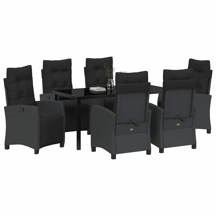 Set de masă pentru grădină cu pernă 7 pcs Negru poliratan - WALTI WALTI