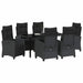 Set de masă pentru grădină cu pernă 7 pcs Negru poliratan - WALTI WALTI