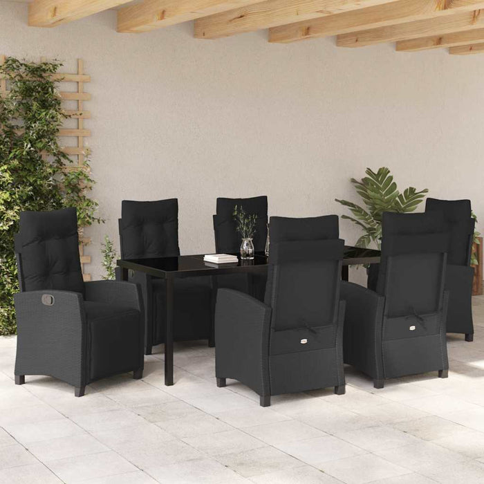 Set de masă pentru grădină cu pernă 7 pcs Negru poliratan - WALTI WALTI