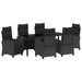 Set de masă pentru grădină cu pernă 7 pcs Negru poliratan - WALTI WALTI