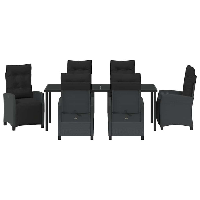 Set de masă pentru grădină cu pernă 7 pcs Negru poliratan - WALTI WALTI