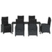 Set de masă pentru grădină cu pernă 7 pcs Negru poliratan - WALTI WALTI