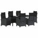 Set de masă pentru grădină cu pernă 7 pcs Negru poliratan - WALTI WALTI