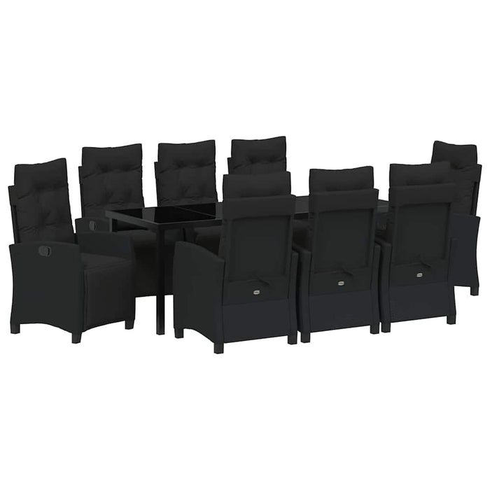 Set de masă pentru grădină cu pernă 9 pcs Negru poliratan - WALTI WALTI