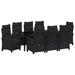 Set de masă pentru grădină cu pernă 9 pcs Negru poliratan - WALTI WALTI