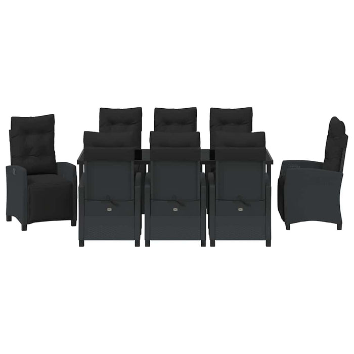 Set de masă pentru grădină cu pernă 9 pcs Negru poliratan - WALTI WALTI